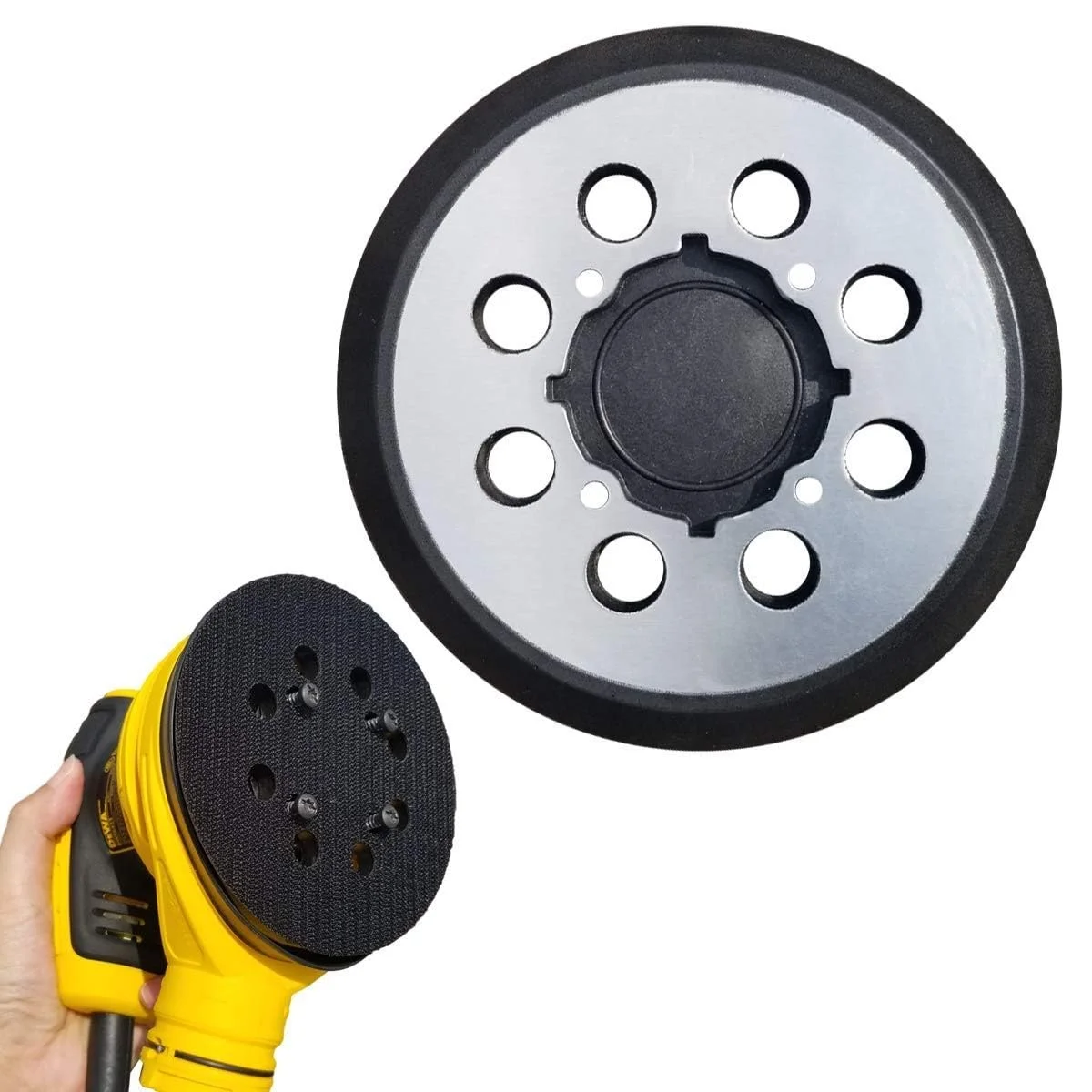 صفحه سنباده لرزان گردان تصادفی مناسب برای پد سنباده جایگزین 5 اینچی قلاب و حلقه برای DeWalt DWE6423/6423K، DWE6421/6421K، سنباده لرزان گردان تصادفی DCW210B - جایگزینی مستقیم برای شماره قطعه پد DWE64233 و N329079