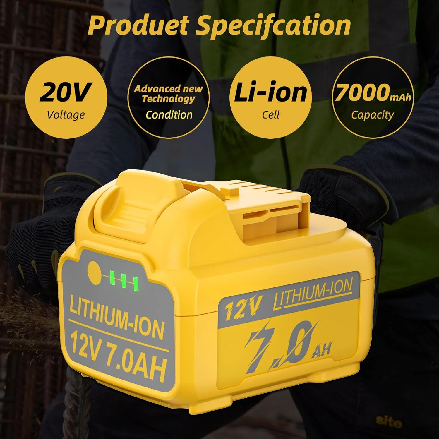 بسته 2 عددی باتری 7.0 آمپر ساعتی ارتقا یافته JUNWOOD مدل DCB120 جایگزین باتری لیتیوم یونی 12 ولت Dewalt سازگار با ابزار برقی بی سیم 12 ولت Max DCB120 DCB121 DCB123 DCB127 DCB122 DCB124 بسته 2 عددی باتری 7.0 آمپر ساعتی ارتقا یافته JUNWOOD مدل DCB120 جایگزین باتری لیتیوم یونی 12 ولت Dewalt سازگار با ابزار برقی بی سیم 12 ولت Max DCB120 DCB121 DCB123 DCB127 DCB122 DCB124