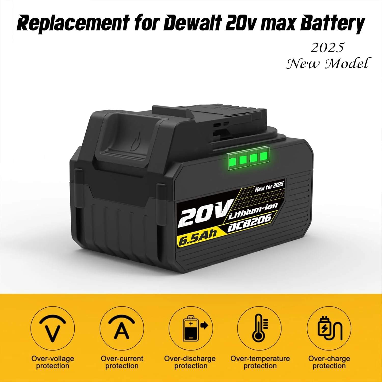 AYTXTG بسته 2 عددی باتری 20 ولت 6.5 آمپر جایگزین برای باتری 20 ولت Dewalt + شارژر DCB118 سازگار با باتری 20 ولت Dewalt AYTXTG بسته 2 عددی باتری 20 ولت 6.5 آمپر جایگزین برای باتری 20 ولت Dewalt + شارژر DCB118 سازگار با باتری 20 ولت Dewalt