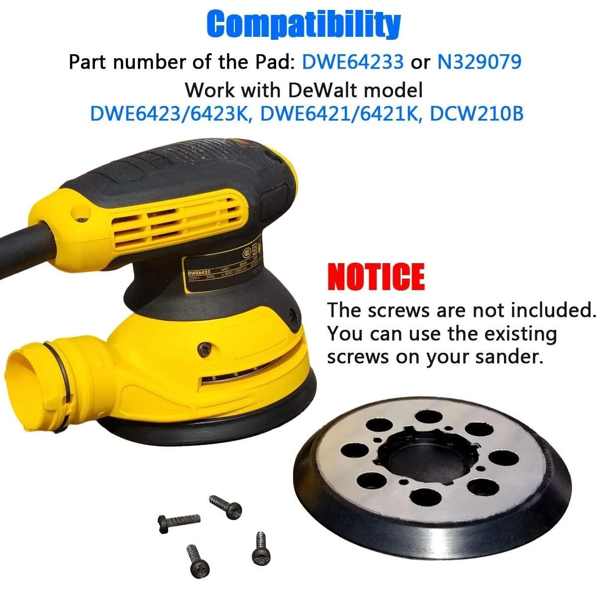 صفحه سنباده لرزان گردان تصادفی مناسب برای پد سنباده جایگزین 5 اینچی قلاب و حلقه برای DeWalt DWE6423/6423K، DWE6421/6421K، سنباده لرزان گردان تصادفی DCW210B - جایگزینی مستقیم برای شماره قطعه پد DWE64233 و N329079 صفحه سنباده لرزان گردان تصادفی مناسب برای پد سنباده جایگزین 5 اینچی قلاب و حلقه برای DeWalt DWE6423/6423K، DWE6421/6421K، سنباده لرزان گردان تصادفی DCW210B - جایگزینی مستقیم برای شماره قطعه پد DWE64233 و N329079