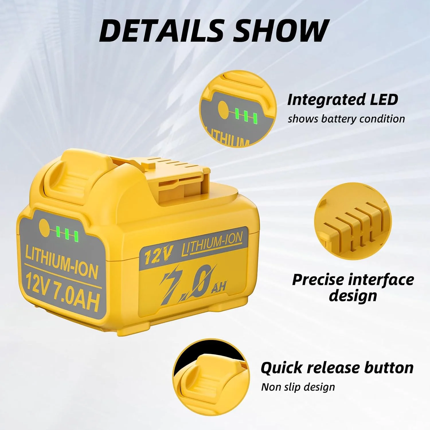 بسته 2 عددی باتری 7.0 آمپر ساعتی ارتقا یافته JUNWOOD مدل DCB120 جایگزین باتری لیتیوم یونی 12 ولت Dewalt سازگار با ابزار برقی بی سیم 12 ولت Max DCB120 DCB121 DCB123 DCB127 DCB122 DCB124 بسته 2 عددی باتری 7.0 آمپر ساعتی ارتقا یافته JUNWOOD مدل DCB120 جایگزین باتری لیتیوم یونی 12 ولت Dewalt سازگار با ابزار برقی بی سیم 12 ولت Max DCB120 DCB121 DCB123 DCB127 DCB122 DCB124