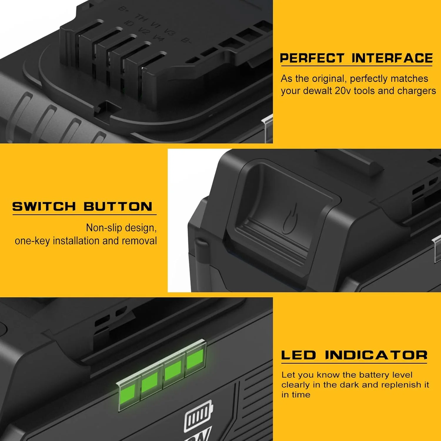 AYTXTG بسته 2 عددی باتری 20 ولت 6.5 آمپر جایگزین برای باتری 20 ولت Dewalt + شارژر DCB118 سازگار با باتری 20 ولت Dewalt AYTXTG بسته 2 عددی باتری 20 ولت 6.5 آمپر جایگزین برای باتری 20 ولت Dewalt + شارژر DCB118 سازگار با باتری 20 ولت Dewalt