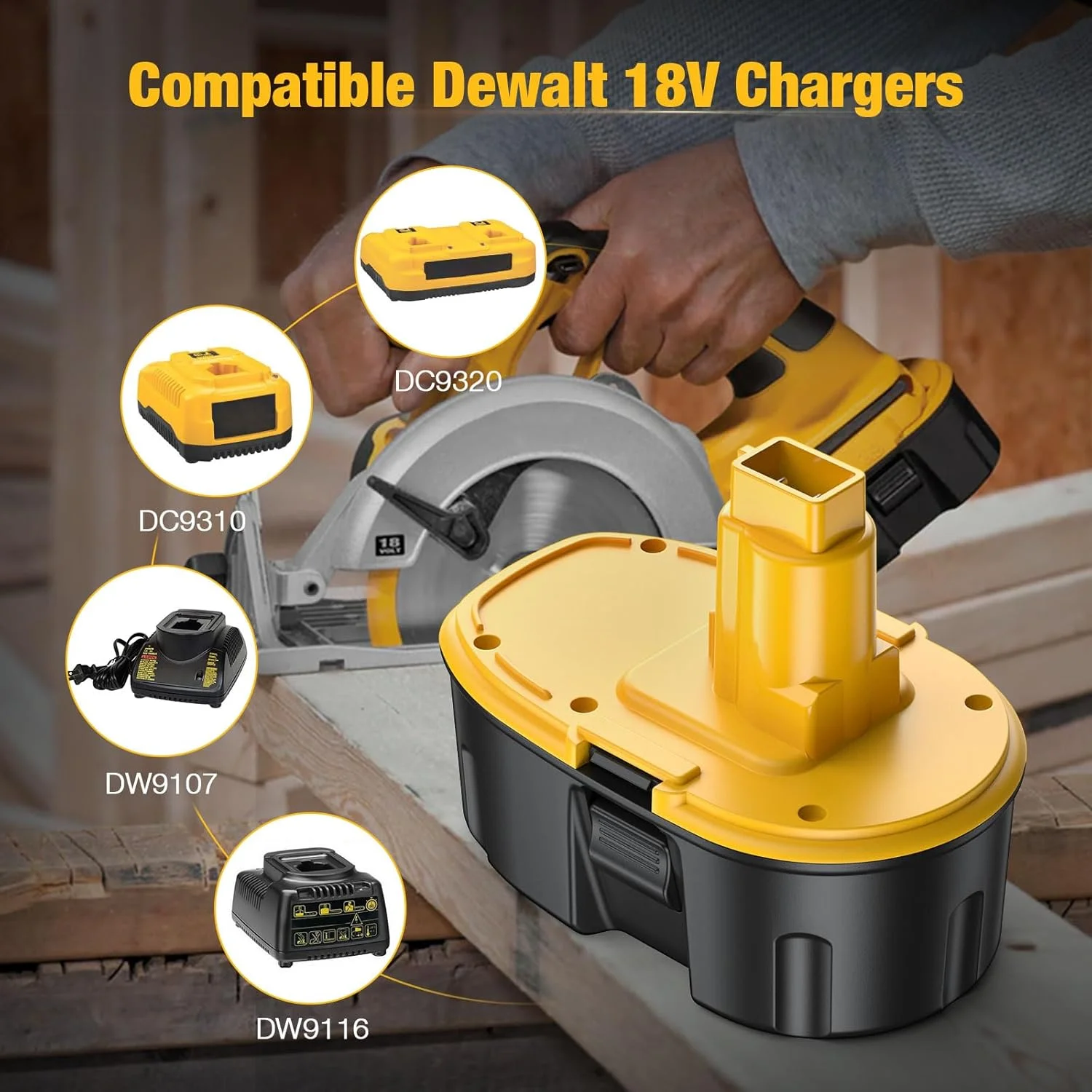 باتری 4.6 آمپر ساعت 18 ولت DC9096 - سازگار با باتری 18 ولت Dewalt مدل های DC9098 DC9099 DW9095 DW9096 DW9098 DE9038 و ابزار برقی شارژی Dewalt باتری 4.6 آمپر ساعت 18 ولت DC9096 - سازگار با باتری 18 ولت Dewalt مدل های DC9098 DC9099 DW9095 DW9096 DW9098 DE9038 و ابزار برقی شارژی Dewalt