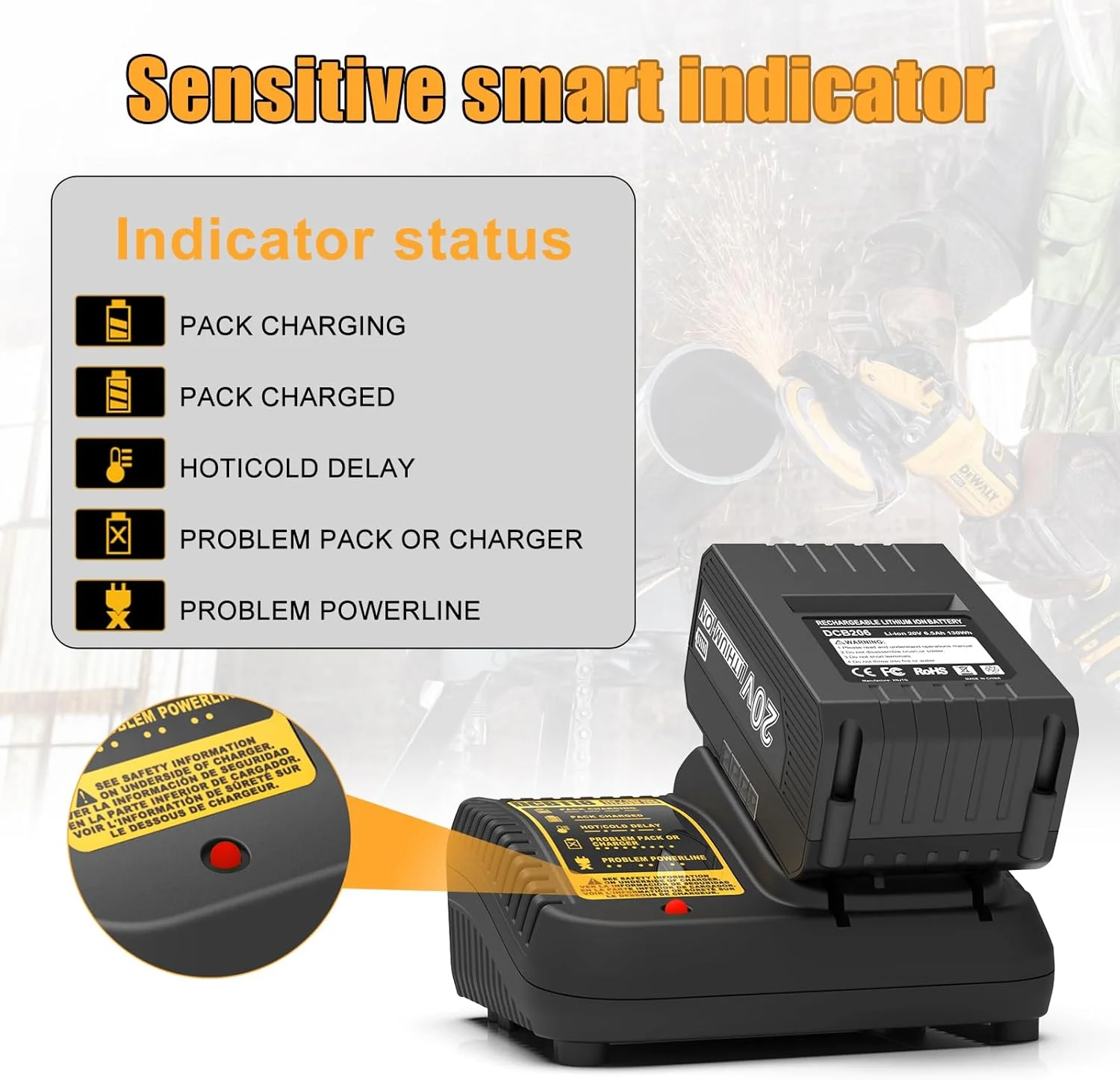 شارژر سریع Powilling DCB118 جایگزین برای باتریهای لیتیومی 12V-20V MAX Dewalt، سازگار با DCB115، DCB107، DCB105، DCB102 شارژر سریع Powilling DCB118 جایگزین برای باتریهای لیتیومی 12V-20V MAX Dewalt، سازگار با DCB115، DCB107، DCB105، DCB102