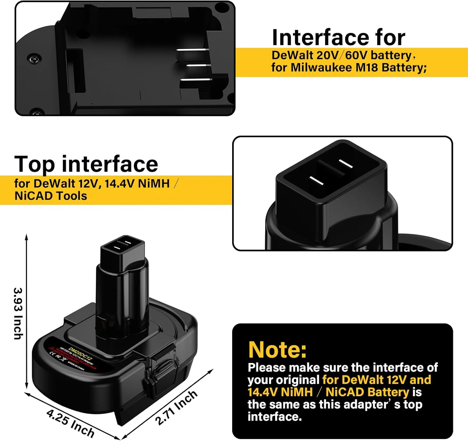 آداپتور EID برای ابزارهای دیوالت 12 ولت 14.4 ولت NI-Cd NI-Mh، برای دیوالت 20 ولت 60 ولت و برای تبدیل باتری لیتیوم-یون 18 ولت M18 میلواکی به باتری های 12 ولت 14.4 ولت NI-Cd NI-Mh DC9091 دیوالت، منبع تغذیه برای باتری NI-CD آداپتور EID برای ابزارهای دیوالت 12 ولت 14.4 ولت NI-Cd NI-Mh، برای دیوالت 20 ولت 60 ولت و برای تبدیل باتری لیتیوم-یون 18 ولت M18 میلواکی به باتری های 12 ولت 14.4 ولت NI-Cd NI-Mh DC9091 دیوالت، منبع تغذیه برای باتری NI-CD