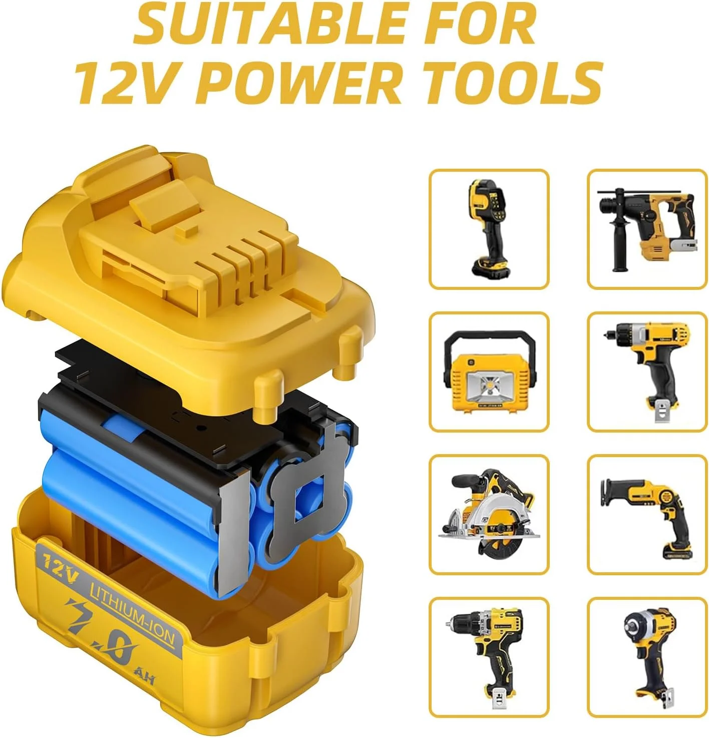 بسته 2 عددی باتری 7.0 آمپر ساعتی ارتقا یافته JUNWOOD مدل DCB120 جایگزین باتری لیتیوم یونی 12 ولت Dewalt سازگار با ابزار برقی بی سیم 12 ولت Max DCB120 DCB121 DCB123 DCB127 DCB122 DCB124 بسته 2 عددی باتری 7.0 آمپر ساعتی ارتقا یافته JUNWOOD مدل DCB120 جایگزین باتری لیتیوم یونی 12 ولت Dewalt سازگار با ابزار برقی بی سیم 12 ولت Max DCB120 DCB121 DCB123 DCB127 DCB122 DCB124