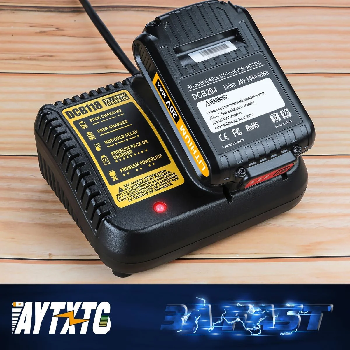 AYTXTG بسته 2 عددی باتری 20 ولت 6.5 آمپر جایگزین برای باتری 20 ولت Dewalt + شارژر DCB118 سازگار با باتری 20 ولت Dewalt AYTXTG بسته 2 عددی باتری 20 ولت 6.5 آمپر جایگزین برای باتری 20 ولت Dewalt + شارژر DCB118 سازگار با باتری 20 ولت Dewalt