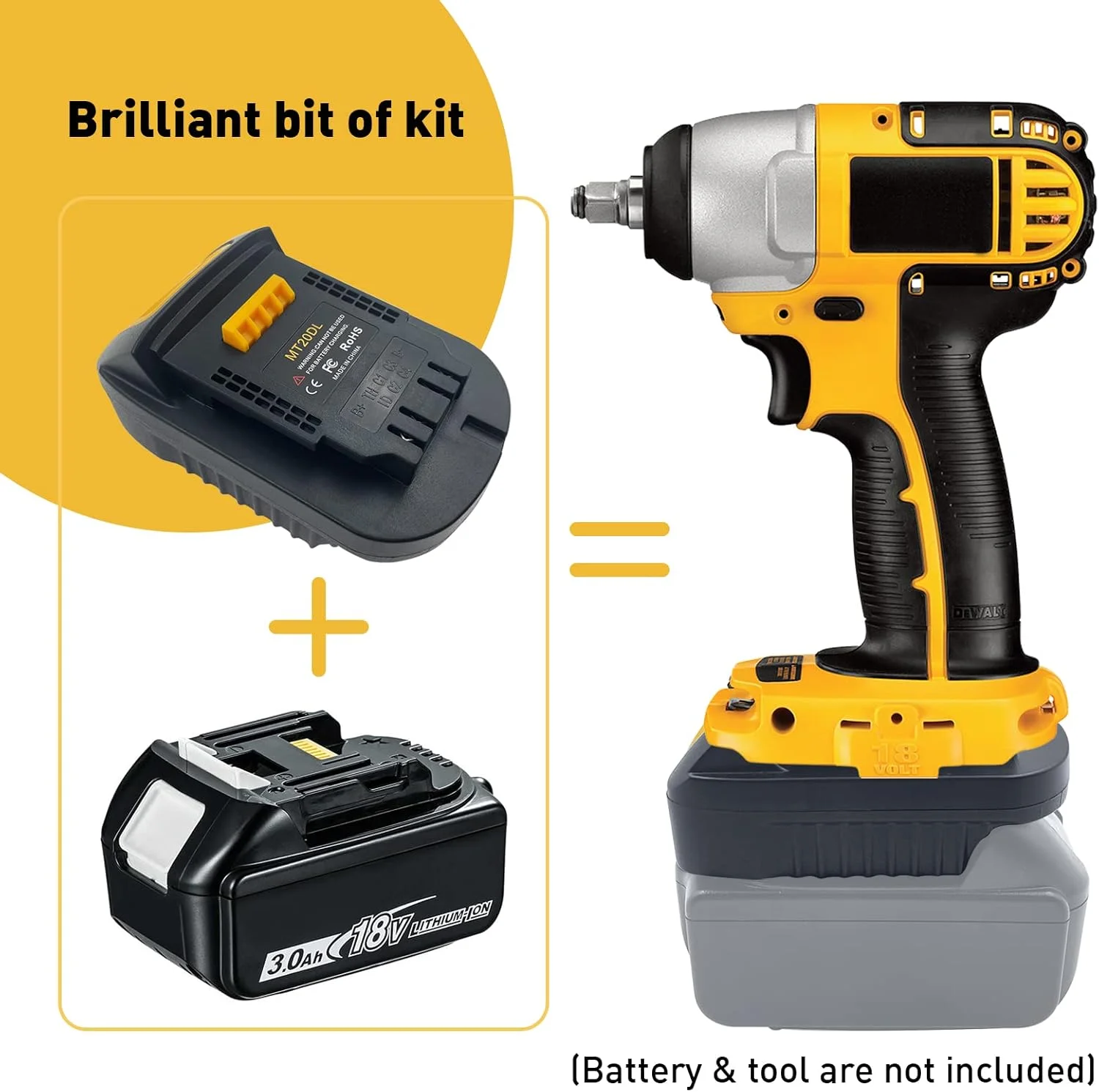 آداپتور EID MT20DL برای تبدیل باتری ماکیتا به ابزارآلات دیوالت، تبدیل باتری 18 ولت ماکیتا به باتری 20 ولت مکس XR دیوالت، مناسب برای دریل/آچار ضربه ای 20 ولت دیوالت آداپتور EID MT20DL برای تبدیل باتری ماکیتا به ابزارآلات دیوالت، تبدیل باتری 18 ولت ماکیتا به باتری 20 ولت مکس XR دیوالت، مناسب برای دریل/آچار ضربه ای 20 ولت دیوالت