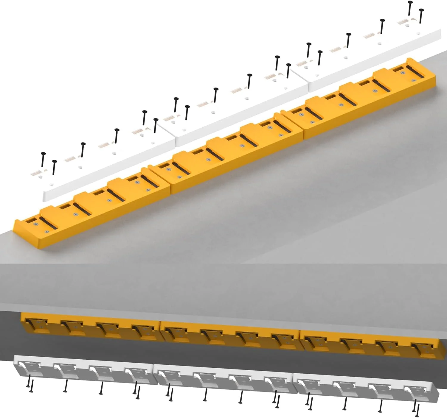 نگهدارنده باتری SZWJT-LV سازگار با باتری 20 ولت DeWalt، پایه نصب 4 اسلات برای باتری، ابزار گاراژ، ابزار برای DeWalt 20v، نگهدارنده قلاب نمایشگر دیواری (زرد - 1 عدد)