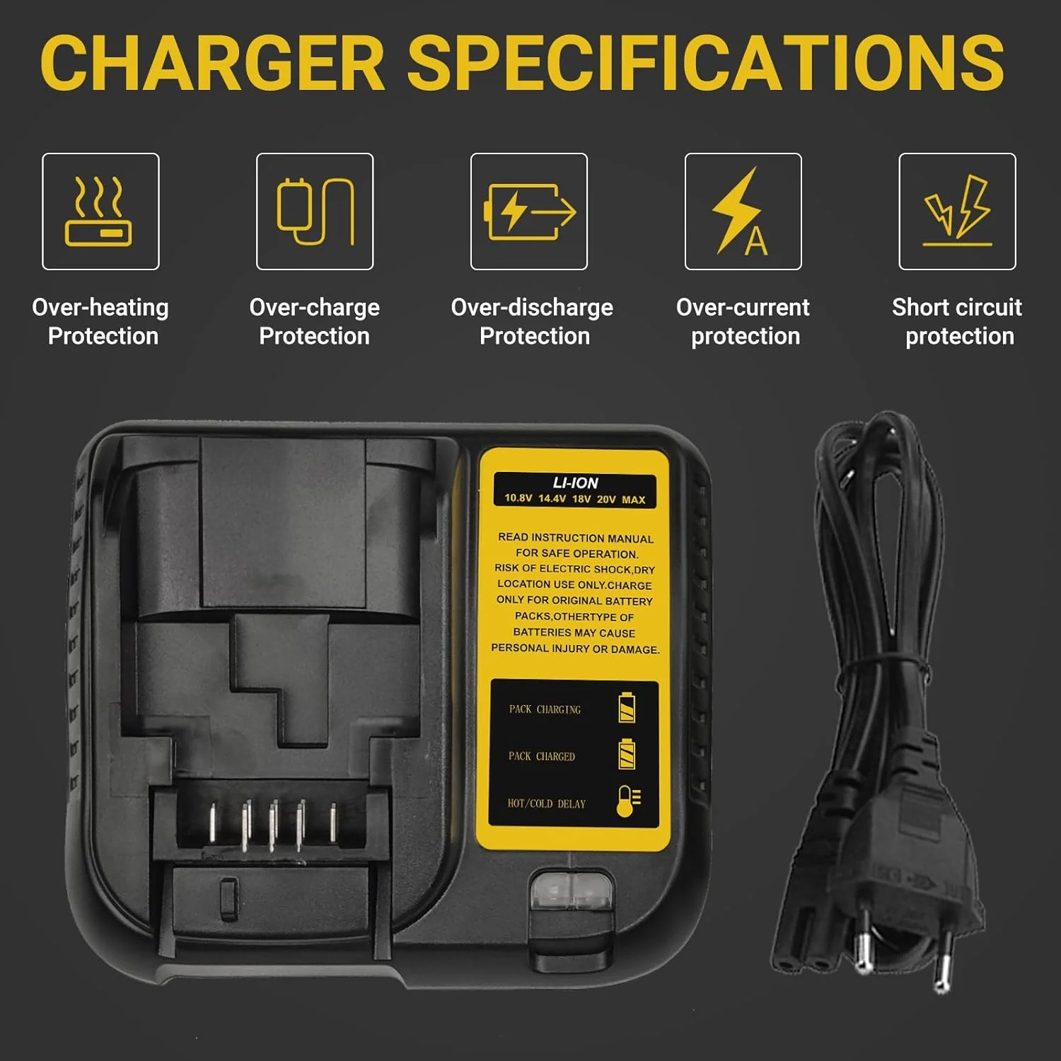 شارژر جایگزین TOPBATT DCB107 برای شارژر باتری دیوالت 10.8 تا 20 ولت 3 آمپر با نشانگر LED شارژر جایگزین TOPBATT DCB107 برای شارژر باتری دیوالت 10.8 تا 20 ولت 3 آمپر با نشانگر LED