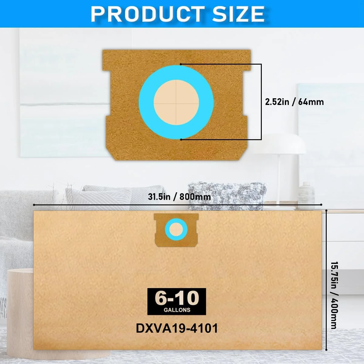 بسته 10 عددی کیسه جاروبرقی DXVA19-4101 مناسب برای جاروبرقی های تر و خشک 6، 8، 9 و 10 گالن DEWALT؛ کیسه های 6-10 گالن برای مدل های DXV06P، DXV09P، DXV09P-QT، DXV10P، DXV10S، DXV10SA، کیسه های فیلتر گرد و غبار یکبار مصرف با راندمان بالا