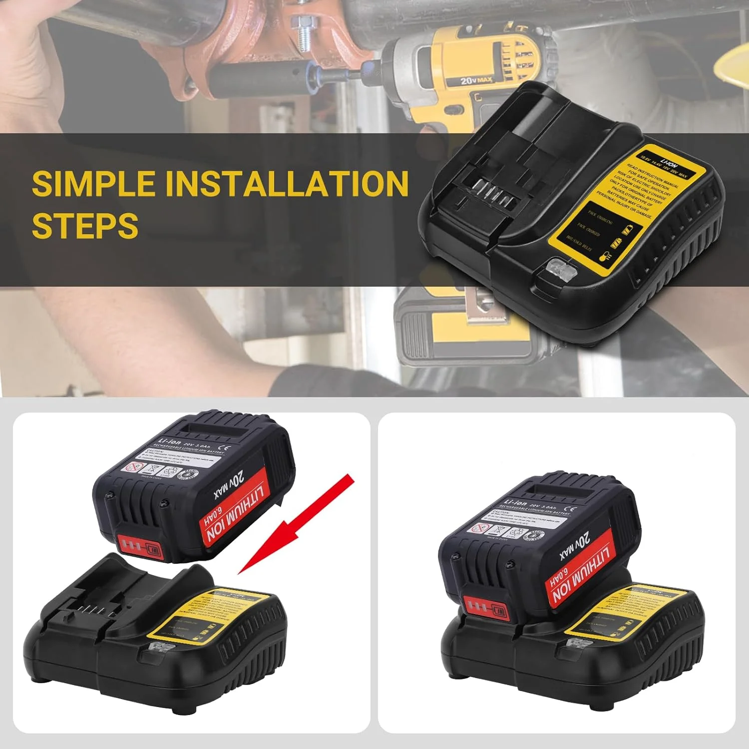 شارژر جایگزین TOPBATT DCB107 برای شارژر باتری دیوالت 10.8 تا 20 ولت 3 آمپر با نشانگر LED شارژر جایگزین TOPBATT DCB107 برای شارژر باتری دیوالت 10.8 تا 20 ولت 3 آمپر با نشانگر LED