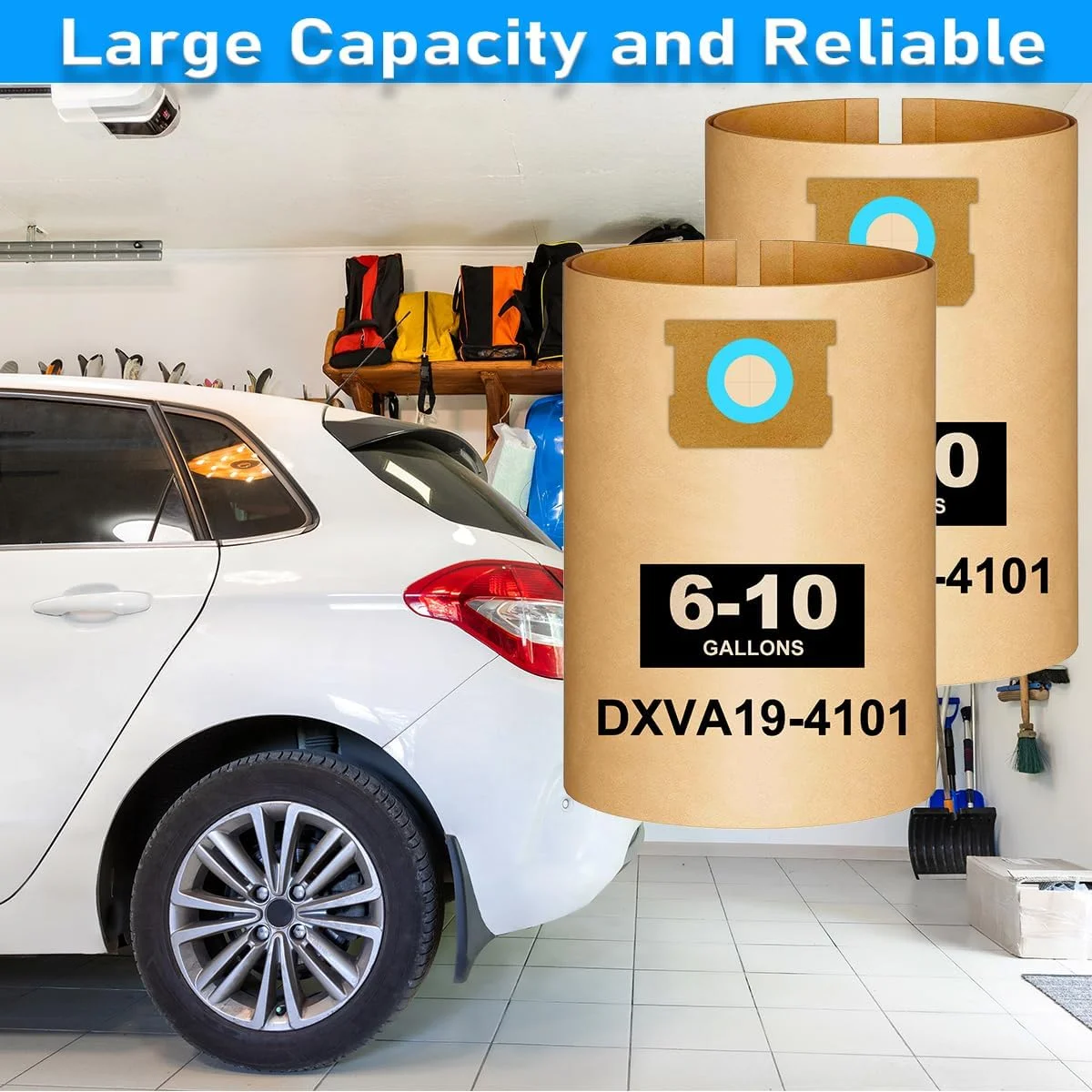 بسته 10 عددی کیسه جاروبرقی DXVA19-4101 مناسب برای جاروبرقی های تر و خشک 6، 8، 9 و 10 گالن DEWALT؛ کیسه های 6-10 گالن برای مدل های DXV06P، DXV09P، DXV09P-QT، DXV10P، DXV10S، DXV10SA، کیسه های فیلتر گرد و غبار یکبار مصرف با راندمان بالا