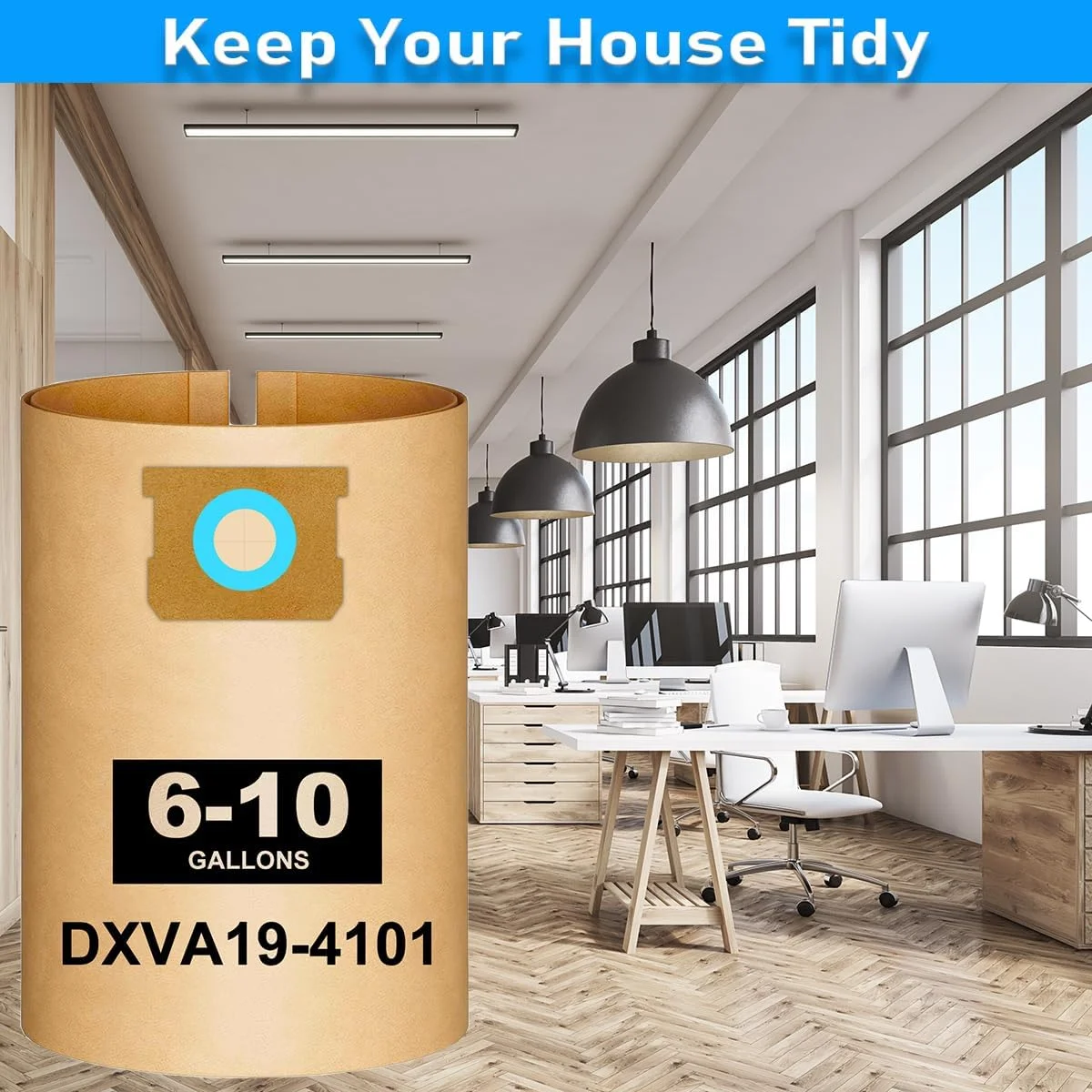 بسته 10 عددی کیسه جاروبرقی DXVA19-4101 مناسب برای جاروبرقی های تر و خشک 6، 8، 9 و 10 گالن DEWALT؛ کیسه های 6-10 گالن برای مدل های DXV06P، DXV09P، DXV09P-QT، DXV10P، DXV10S، DXV10SA، کیسه های فیلتر گرد و غبار یکبار مصرف با راندمان بالا