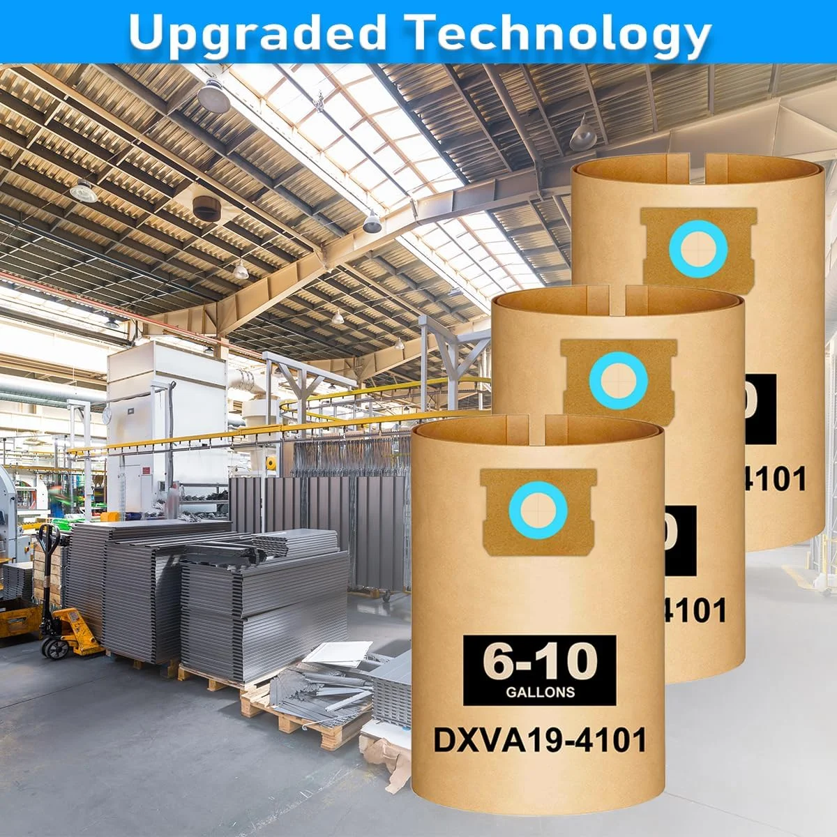 بسته 10 عددی کیسه جاروبرقی DXVA19-4101 مناسب برای جاروبرقی های تر و خشک 6، 8، 9 و 10 گالن DEWALT؛ کیسه های 6-10 گالن برای مدل های DXV06P، DXV09P، DXV09P-QT، DXV10P، DXV10S، DXV10SA، کیسه های فیلتر گرد و غبار یکبار مصرف با راندمان بالا