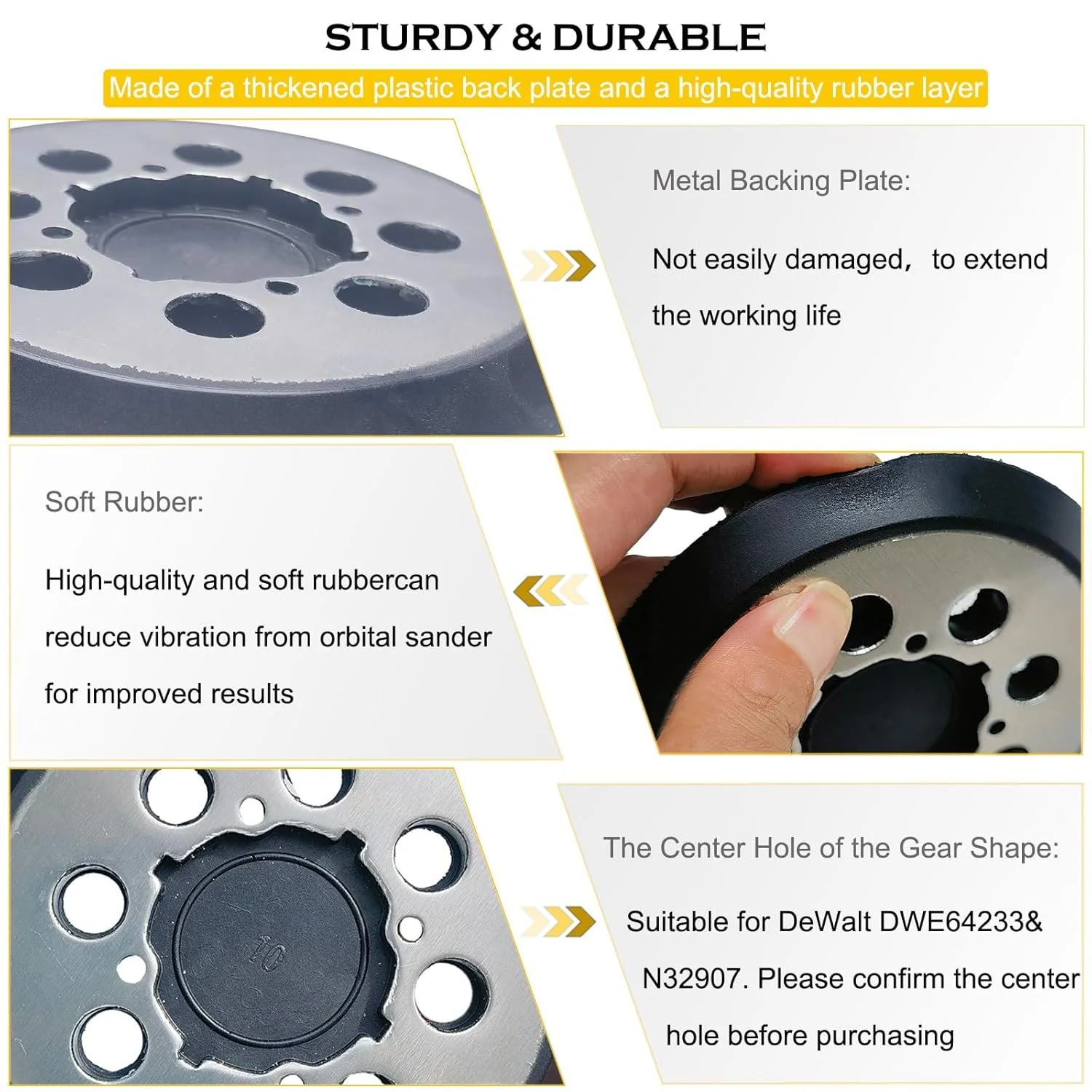 صفحه سنباده جایگزین Tockrop برای دستگاه های سنباده لرزان تصادفی DEWALT DWE6423/6423K، DWE6421/6421K، DCW210B - جایگزینی مستقیم برای صفحه با شماره قطعه DWE64233، N329079، RSP54 صفحه سنباده جایگزین Tockrop برای دستگاه های سنباده لرزان تصادفی DEWALT DWE6423/6423K، DWE6421/6421K، DCW210B - جایگزینی مستقیم برای صفحه با شماره قطعه DWE64233، N329079، RSP54