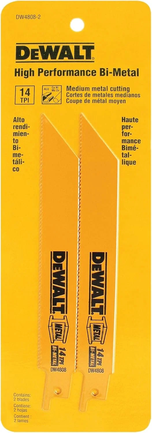 تیغه اره عمود بر DEWALT، پشت صاف، 6 اینچ، 14 TPI، بسته 2 عددی (DW4808-2)، زرد تیغه اره عمود بر DEWALT، پشت صاف، 6 اینچ، 14 TPI، بسته 2 عددی (DW4808-2)، زرد