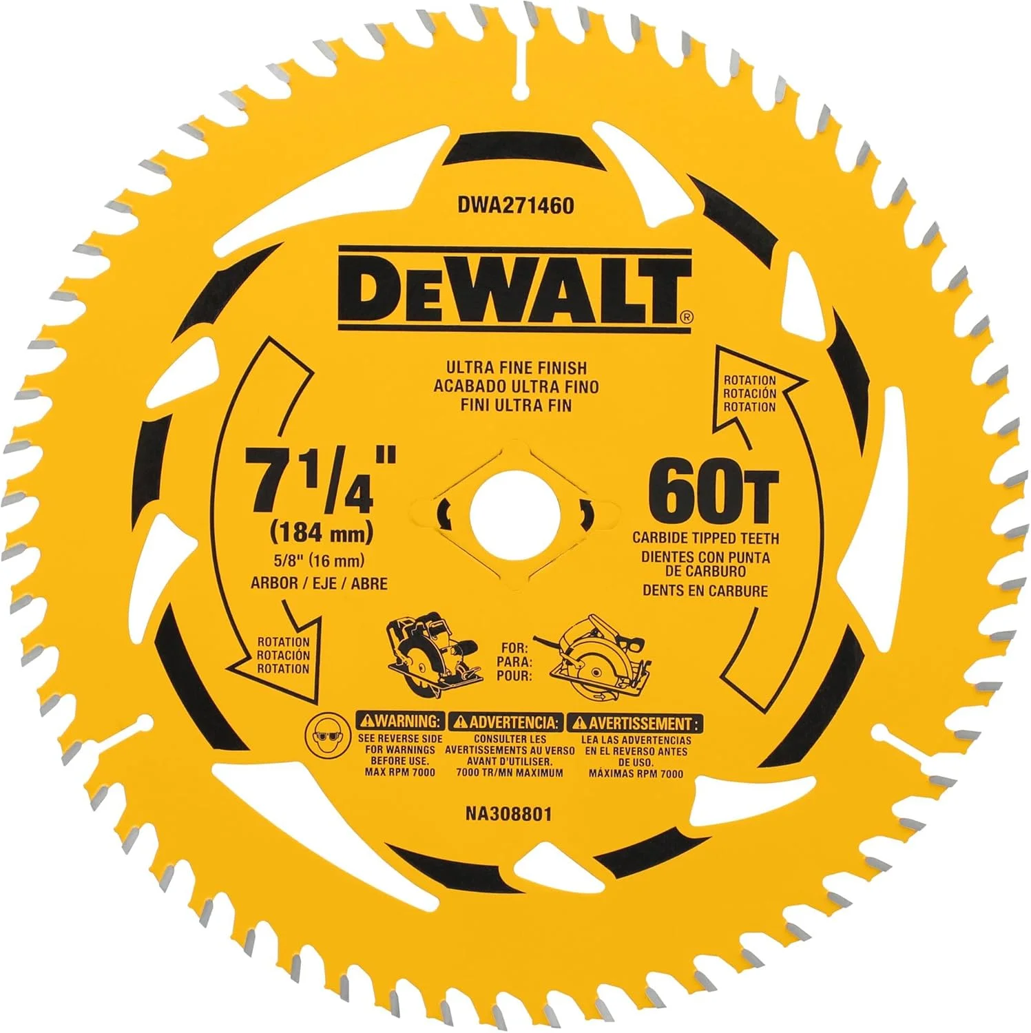 تیغه اره دیسکی 7-1/4 اینچی 60 دندانه DEWALT (DWA271460)
