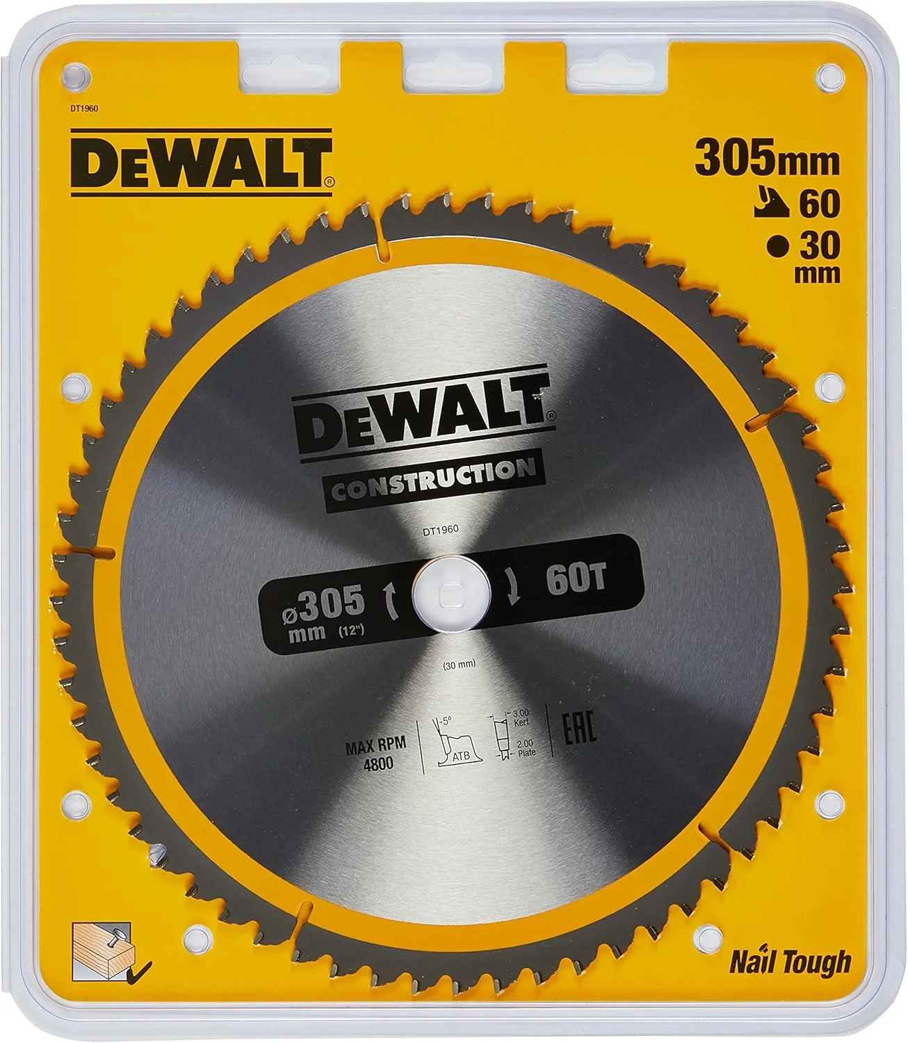 تیغه اره دیسکی 305 میلی متری Dewalt مدل S30، 305 X 30 میلی متر 60 دندانه، زرد/مشکی، Dt1960-Qz تیغه اره دیسکی 305 میلی متری Dewalt مدل S30، 305 X 30 میلی متر 60 دندانه، زرد/مشکی، Dt1960-Qz