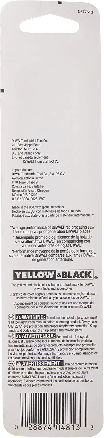 تیغه اره عمود بر دِوالت، پشت صاف، دو فلزی، 6 اینچ 24 TPI، بسته 5 عددی (DW4813)، زرد تیغه اره عمود بر دِوالت، پشت صاف، دو فلزی، 6 اینچ 24 TPI، بسته 5 عددی (DW4813)، زرد