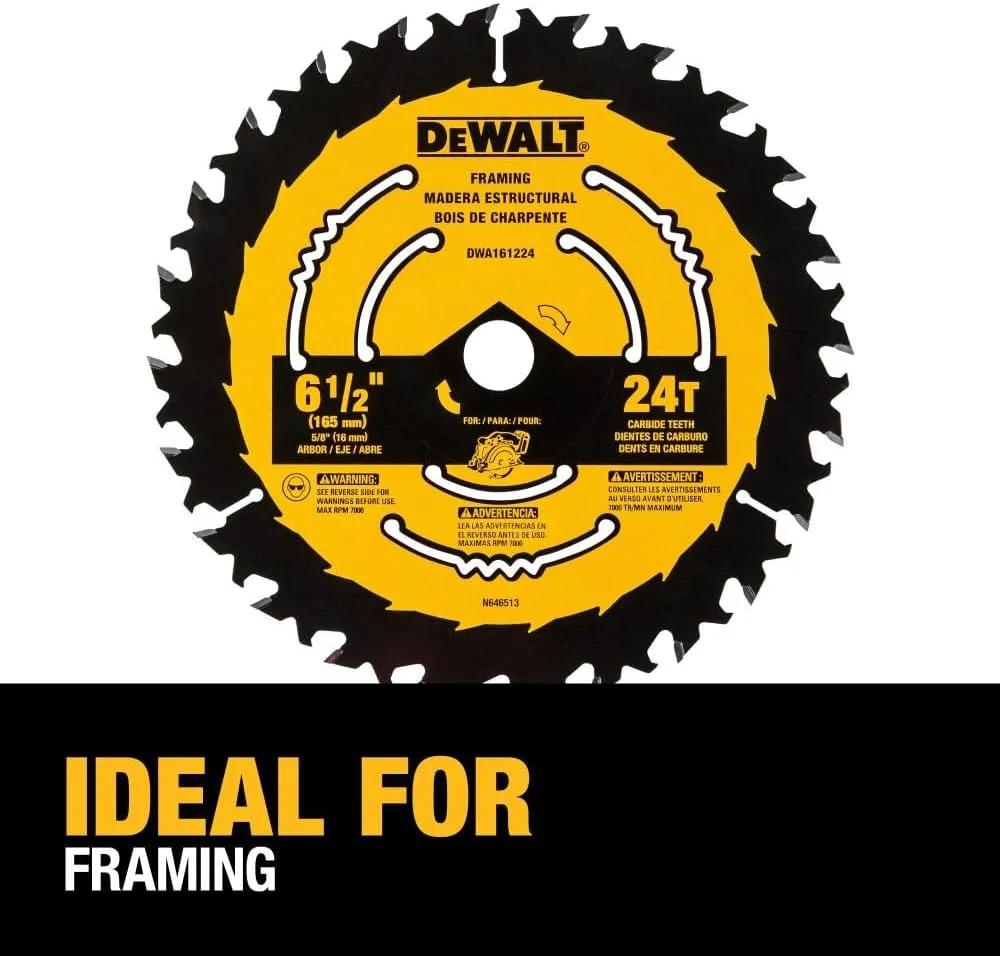 تیغه اره گرد دِوالت، 6 1/2 اینچ، 24 دندانه، نجاری (DWA161224) تیغه اره گرد دِوالت، 6 1/2 اینچ، 24 دندانه، نجاری (DWA161224)