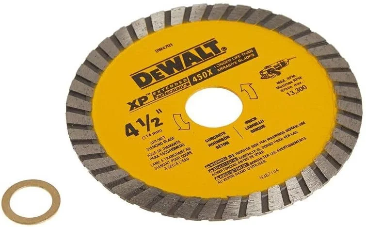تیغه الماسه DEWALT، برش خشک یا مرطوب، لبه پیوسته، شفت 7/8 اینچ، 4-1/2 اینچ (DW4701) تیغه الماسه DEWALT، برش خشک یا مرطوب، لبه پیوسته، شفت 7/8 اینچ، 4-1/2 اینچ (DW4701)