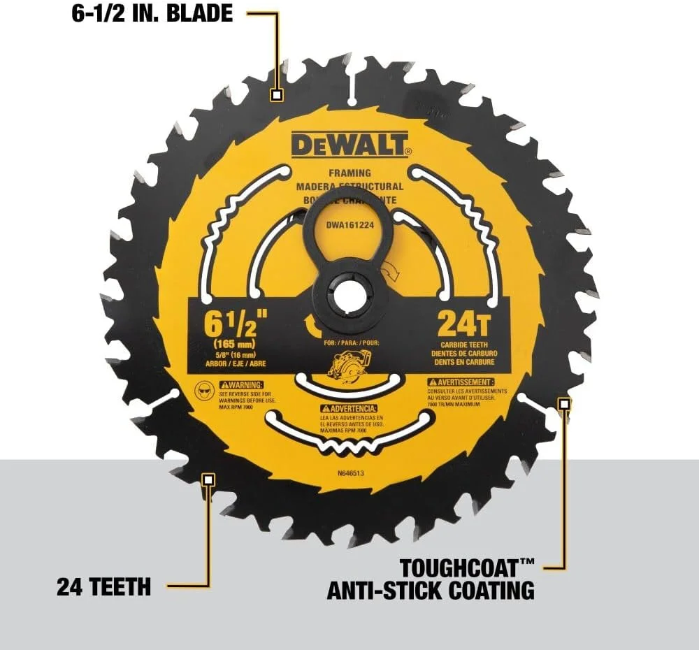 تیغه اره گرد دِوالت، 6 1/2 اینچ، 24 دندانه، نجاری (DWA161224) تیغه اره گرد دِوالت، 6 1/2 اینچ، 24 دندانه، نجاری (DWA161224)