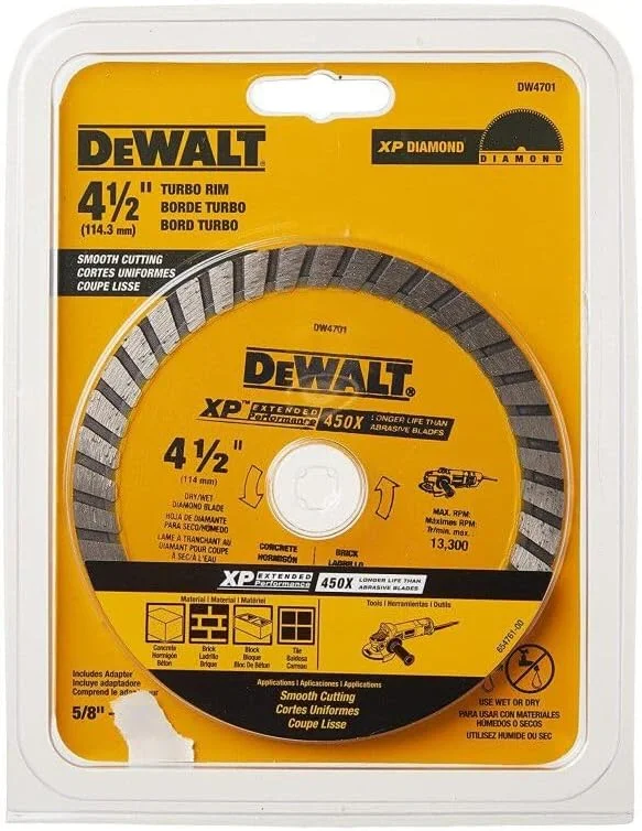 تیغه الماسه DEWALT، برش خشک یا مرطوب، لبه پیوسته، شفت 7/8 اینچ، 4-1/2 اینچ (DW4701) تیغه الماسه DEWALT، برش خشک یا مرطوب، لبه پیوسته، شفت 7/8 اینچ، 4-1/2 اینچ (DW4701)