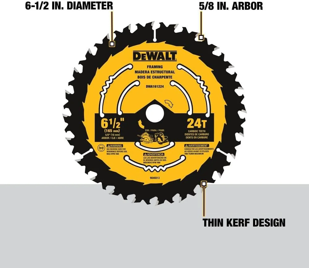 تیغه اره گرد دِوالت، 6 1/2 اینچ، 24 دندانه، نجاری (DWA161224) تیغه اره گرد دِوالت، 6 1/2 اینچ، 24 دندانه، نجاری (DWA161224)