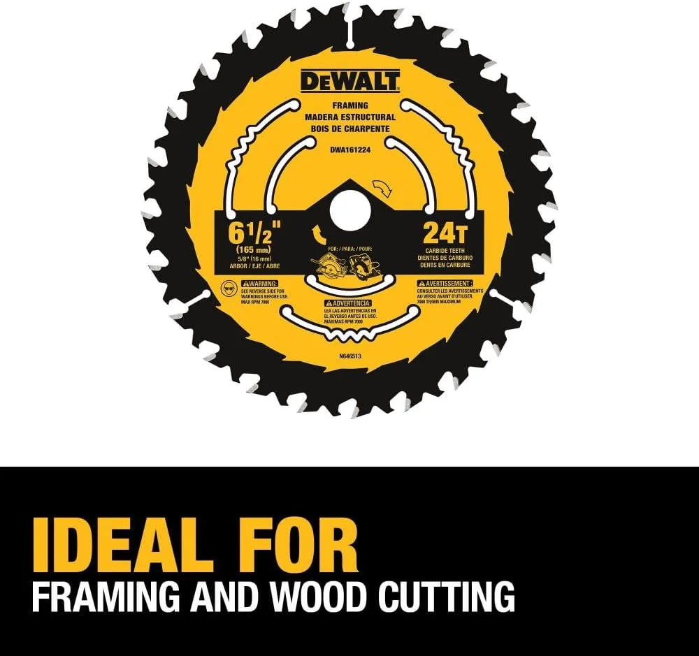تیغه اره گرد دِوالت، 6 1/2 اینچ، 24 دندانه، نجاری (DWA161224) تیغه اره گرد دِوالت، 6 1/2 اینچ، 24 دندانه، نجاری (DWA161224)