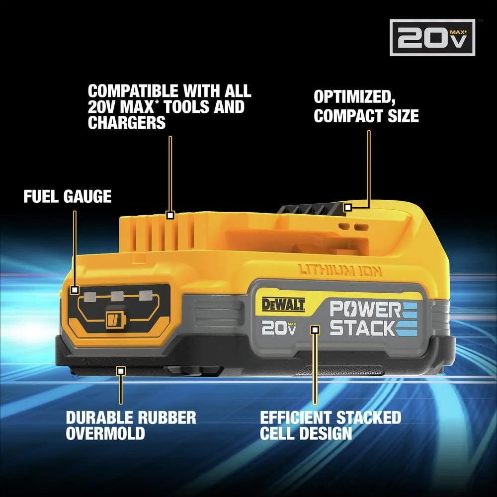 کیت استارتر DEWALT 20V MAX* با باتری فشرده POWERSTACK™ و شارژر (DCBP034C) کیت استارتر DEWALT 20V MAX* با باتری فشرده POWERSTACK™ و شارژر (DCBP034C)