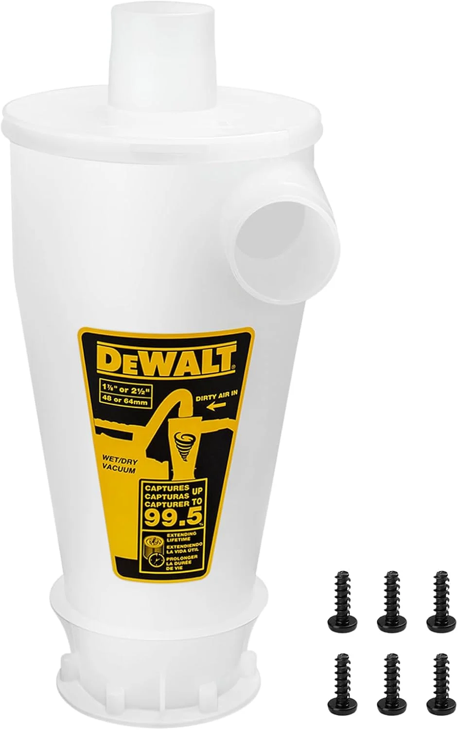 جداکننده گرد و غبار Dewalt برای جاروبرقی های تر و خشک، جمع کننده گرد و غبار سیکلون با بازدهی تا 99.5٪، فیلتر جمع کننده پودر سیکل با عملکرد بالا، مدل جمع کننده گرد و غبار: DXVCS001
