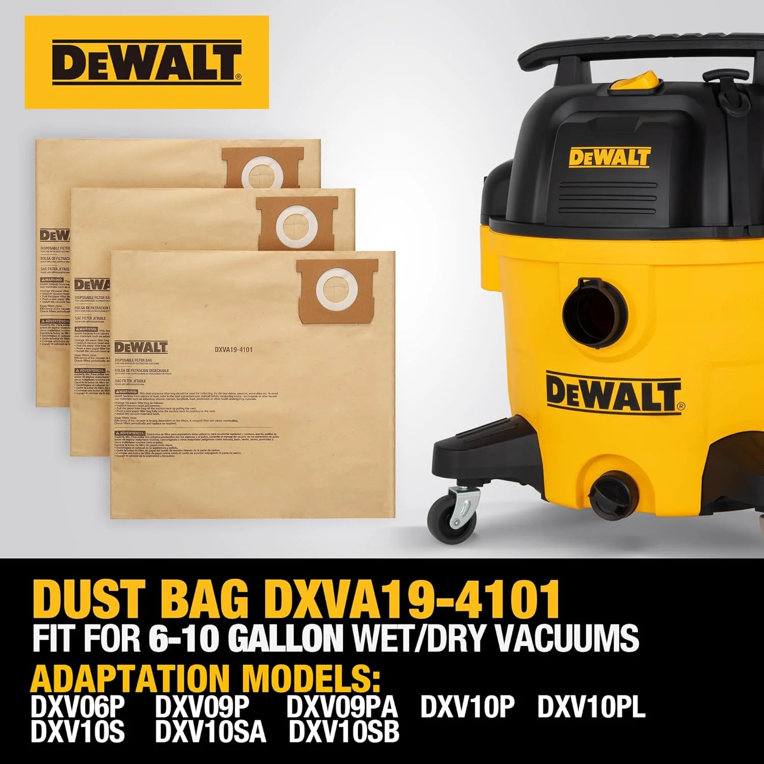 کیسه گرد و غبار 6 تا 10 گالن DEWALT DXVA19-4101