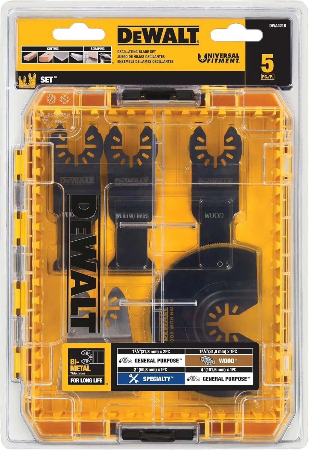 کیت تیغه های ابزار نوسانی Dewalt، 5 تکه (Dwa4216)، یک سایز