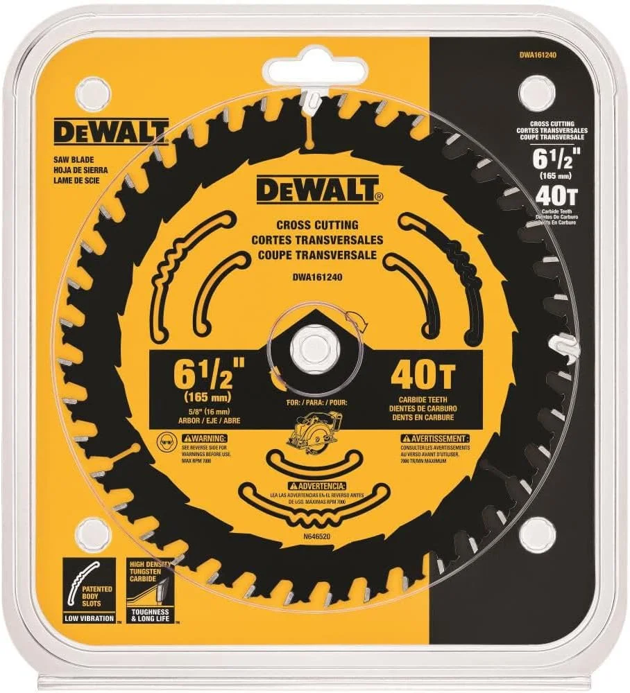 تیغه اره گرد دِوالت، 6 1/2 اینچ، 40 دندانه، مناسب برای قاب سازی (DWA161240) تیغه اره گرد دِوالت، 6 1/2 اینچ، 40 دندانه، مناسب برای قاب سازی (DWA161240)