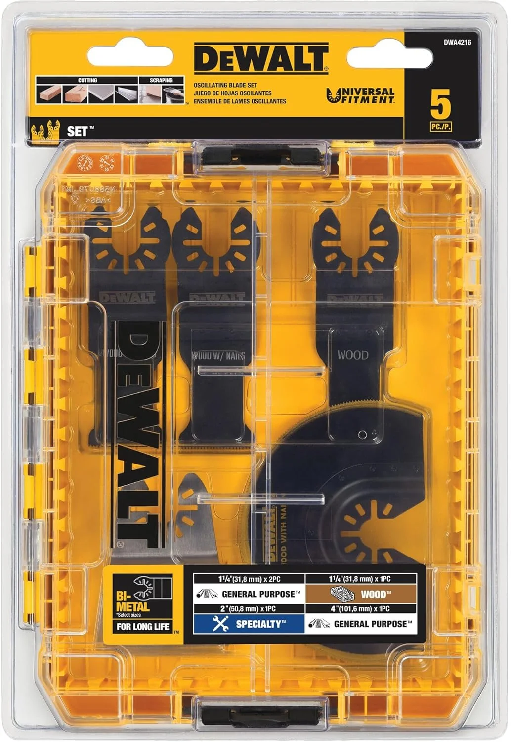 کیت تیغه های ابزار نوسانی Dewalt، 5 تکه (Dwa4216)، یک سایز
