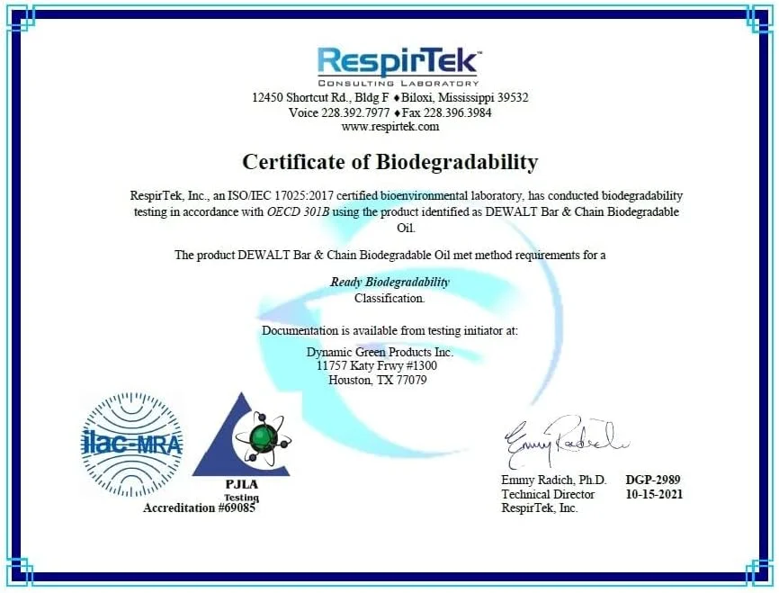 روغن زنجیر اره موتوری تجزیه پذیر DEWALT، روان کننده حرفه ای غیر سمی با عملکرد بالا، سبز، سازگار با محیط زیست، فوق العاده تمیز، روغن کاری میله و زنجیر برای تمام فصول، 473 میلی لیتر روغن زنجیر اره موتوری تجزیه پذیر DEWALT، روان کننده حرفه ای غیر سمی با عملکرد بالا، سبز، سازگار با محیط زیست، فوق العاده تمیز، روغن کاری میله و زنجیر برای تمام فصول، 473 میلی لیتر