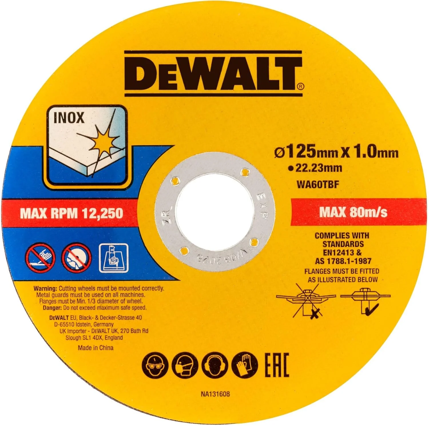 صفحه برش استیل Dewalt مدل DT20598-QZ (قطر 125 میلی متر x 1.0 میلی متر، برای برش های سریع و تمیز، برای سنگ فرز) بسته 50 عددی در سطل صفحه برش استیل Dewalt مدل DT20598-QZ (قطر 125 میلی متر x 1.0 میلی متر، برای برش های سریع و تمیز، برای سنگ فرز) بسته 50 عددی در سطل