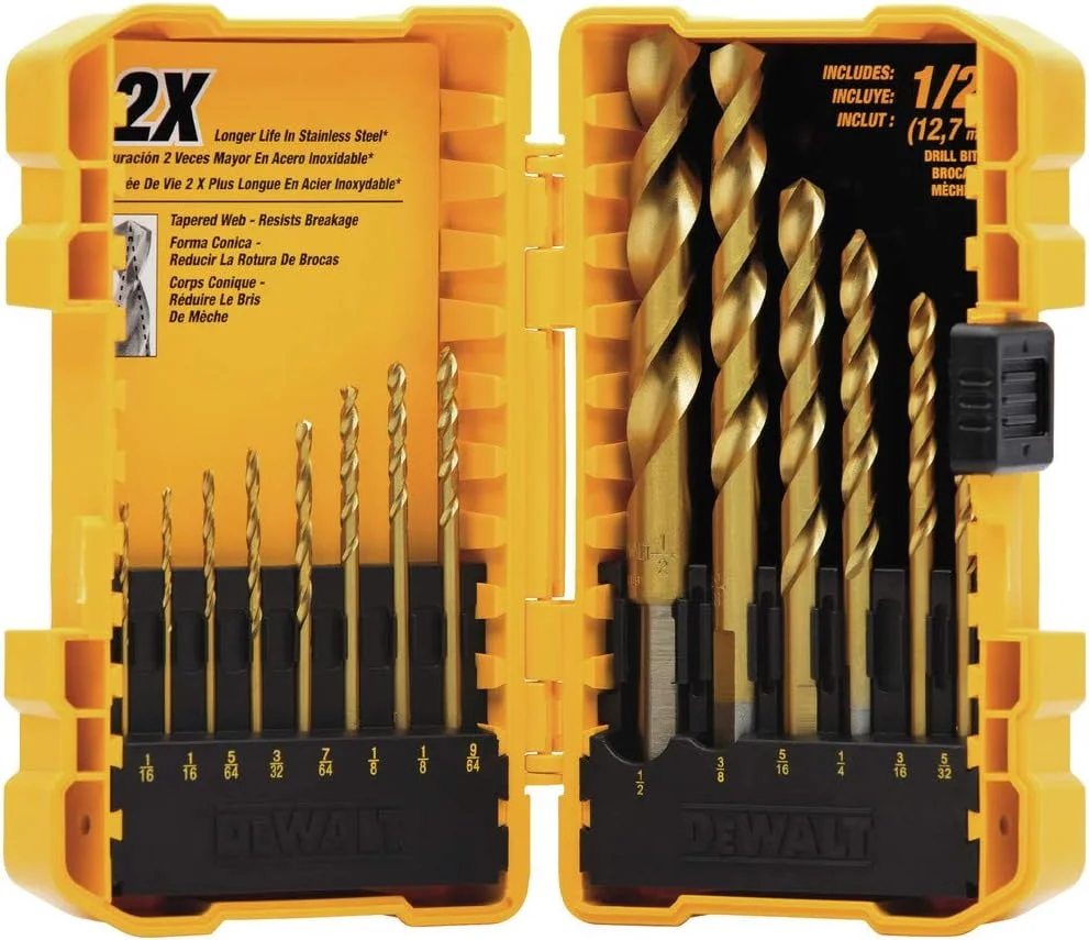 مجموعه مته تیتانیومی ۱۴ عددی DEWALT DW1341 با نوک سرعت مجموعه مته تیتانیومی ۱۴ عددی DEWALT DW1341 با نوک سرعت