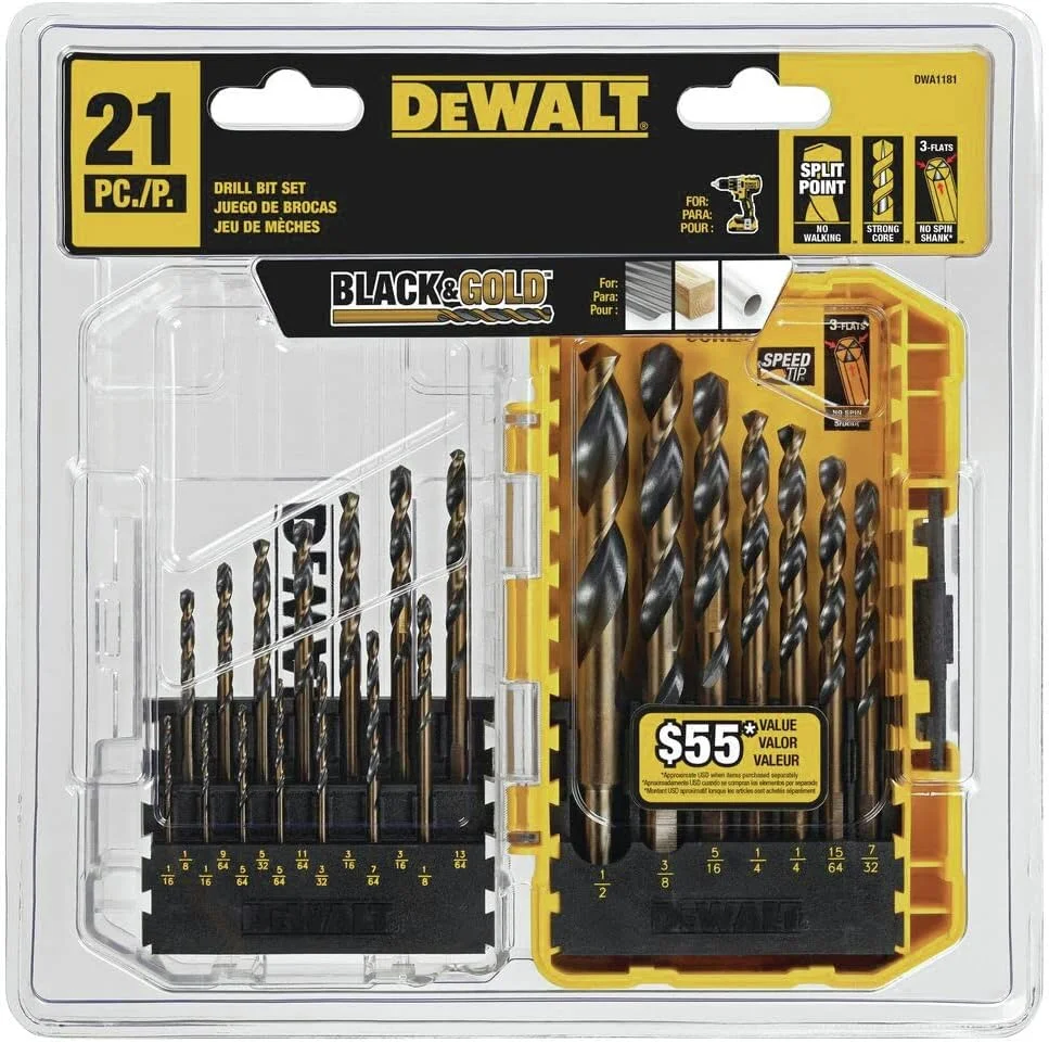 مجموعه 21 عددی مته های فولادی تیتانیوم پوشش داده شده با اکسید سیاه Dewalt Dwa1181