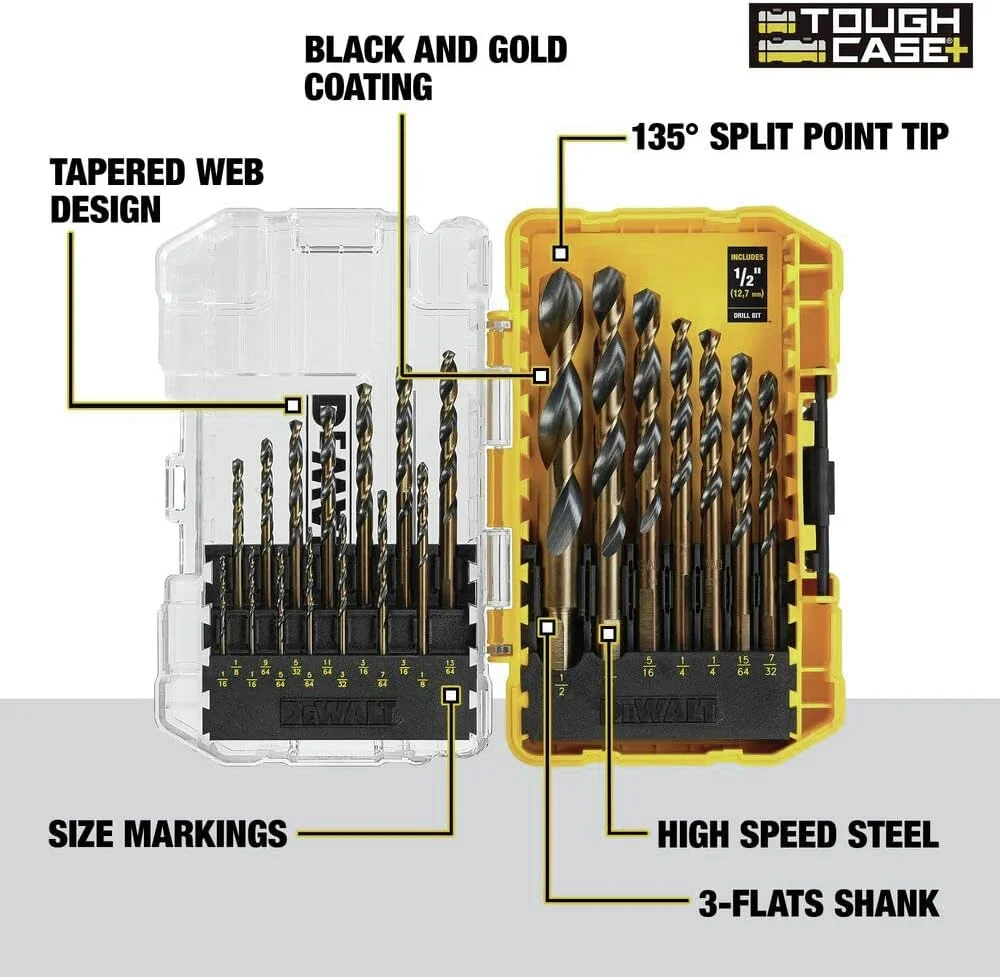 مجموعه 21 عددی مته های فولادی تیتانیوم پوشش داده شده با اکسید سیاه Dewalt Dwa1181