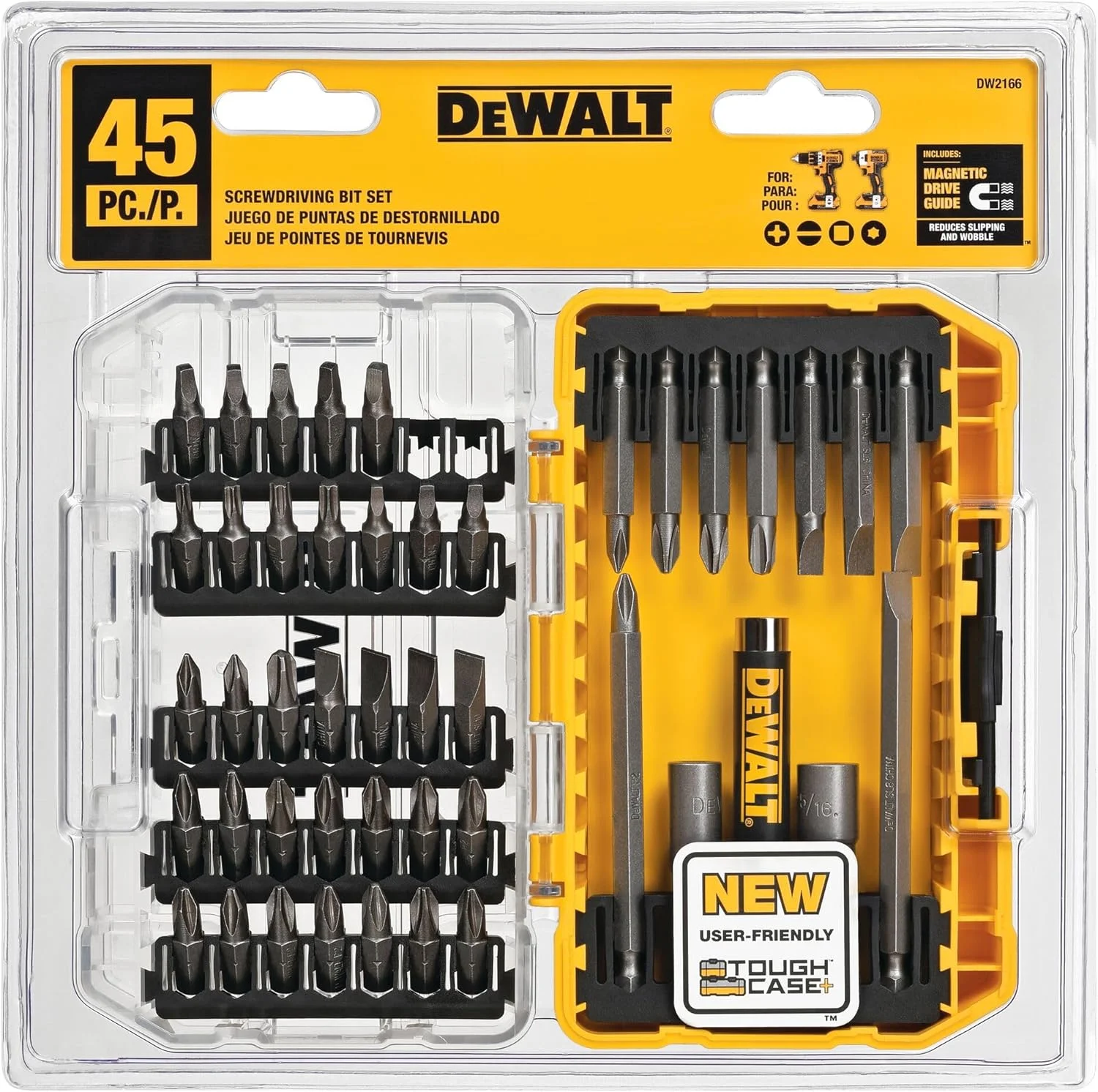 مجموعه سری پیچ گوشتی 45 عددی دیوالت مدل DW2166 به همراه جعبه مقاوم