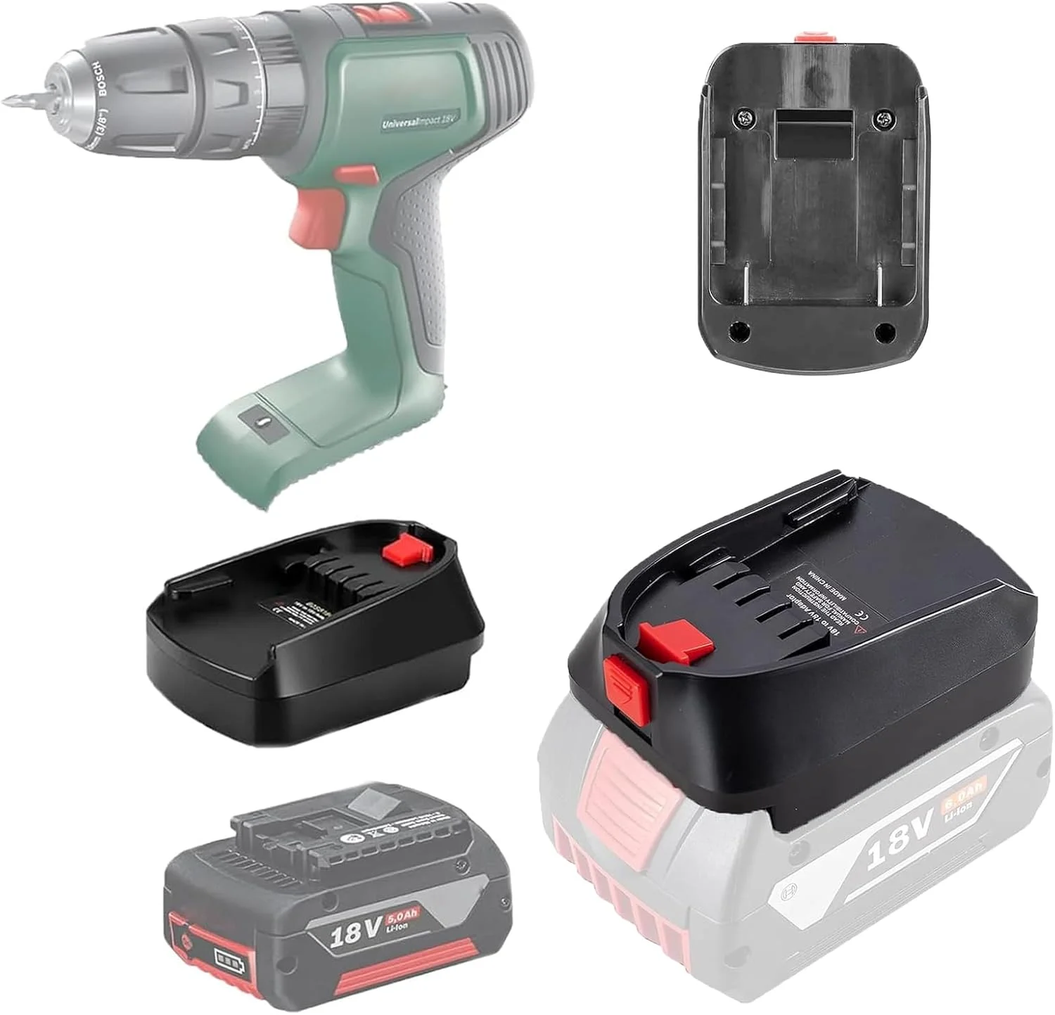 آداپتور باتری BAT20TL BOSB18C برای سیستم 18 ولت بوش پروفشنال، باتری BAT 18V، باتری BAT609 BAT612 BAT618 BAT619، سازگار با سیستم خانگی و باغبانی بوش PBA و تمام ابزارهای برقی Alliance