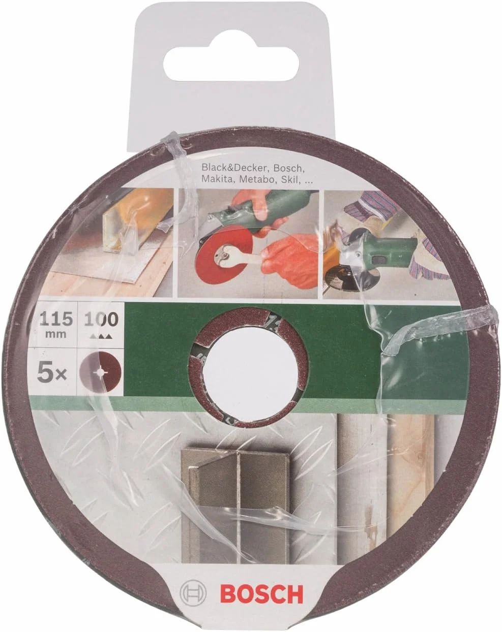 صفحه سنباده فیبری بوش 2609256247 برای سنگ فرز، مناسب چوب و فلز، قطر 115 میلی متر، سوراخ 22 میلی متر، زبری 100