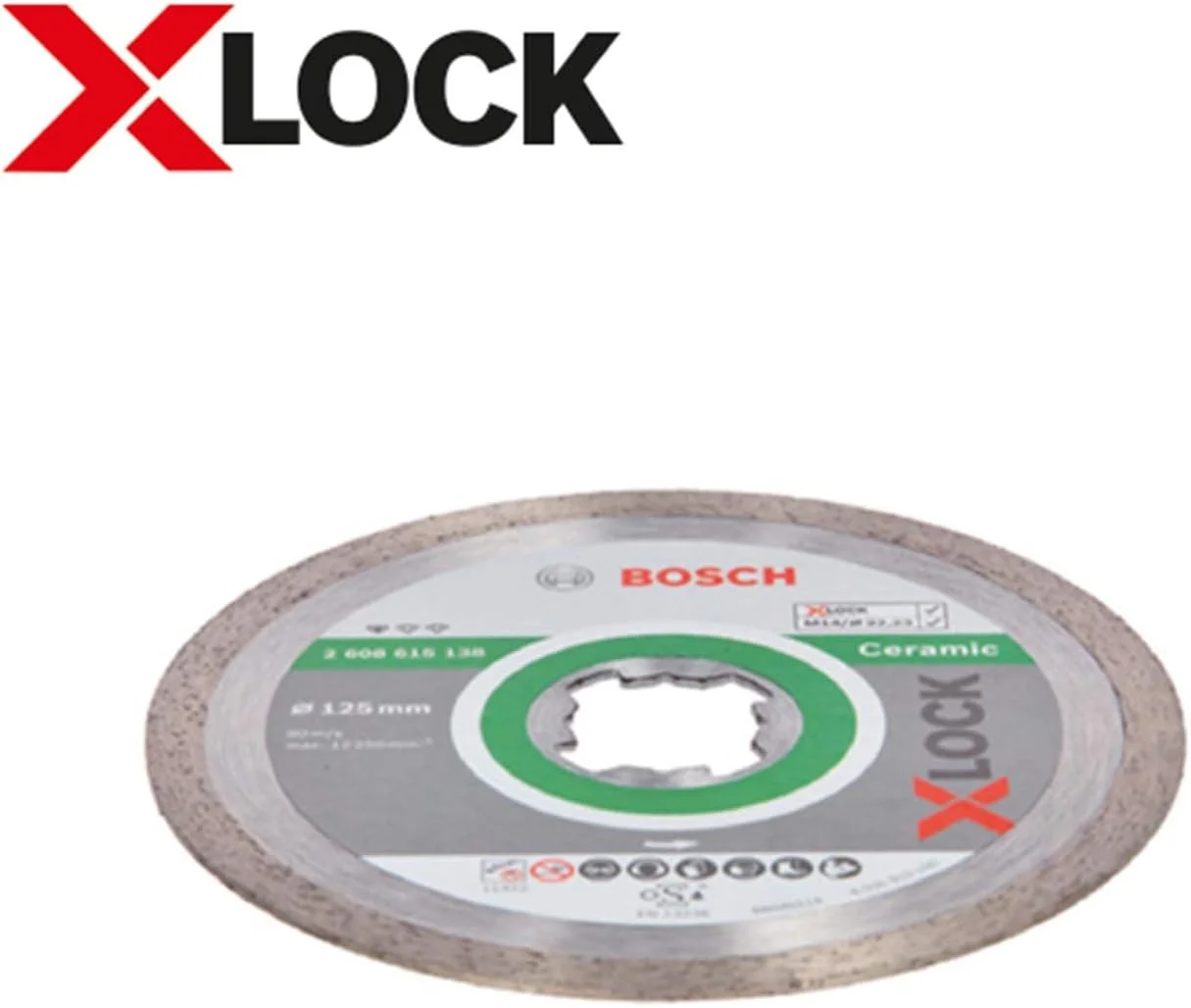 صفحه برش الماسه استاندارد سرامیک بوش پروفشنال 2608615138، مناسب برای X-LOCK، قطر 125 میلی متر، قطر سوراخ 22.23 میلی متر