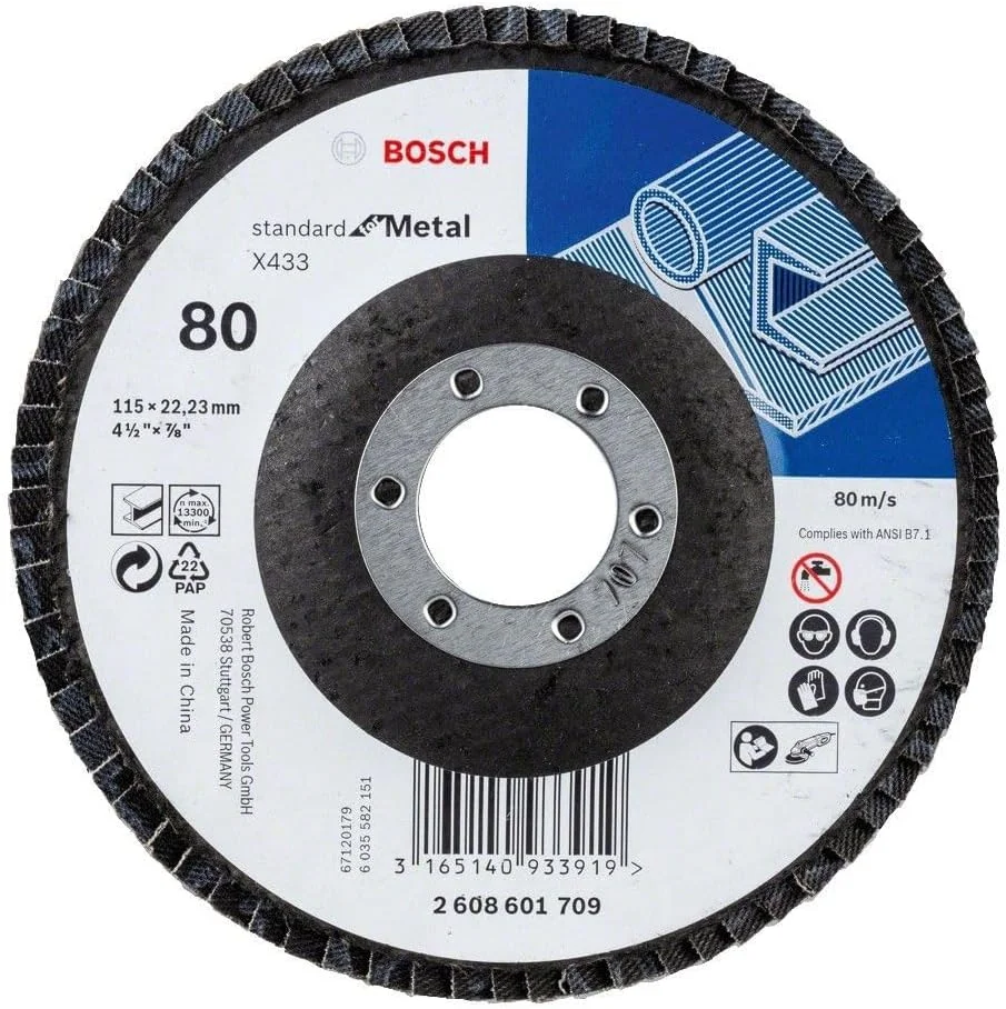 صفحه ساب فیبری بوش X433 با دانه بندی 80، قطر 115 میلی متر