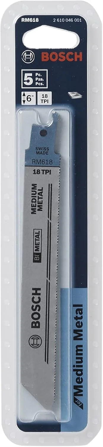 تیغه اره رفت و برگشتی برش فلز 6 اینچی 18 دندانه بوش مدل RM618 - بسته 5 عددی، آبی تیغه اره رفت و برگشتی برش فلز 6 اینچی 18 دندانه بوش مدل RM618 - بسته 5 عددی، آبی