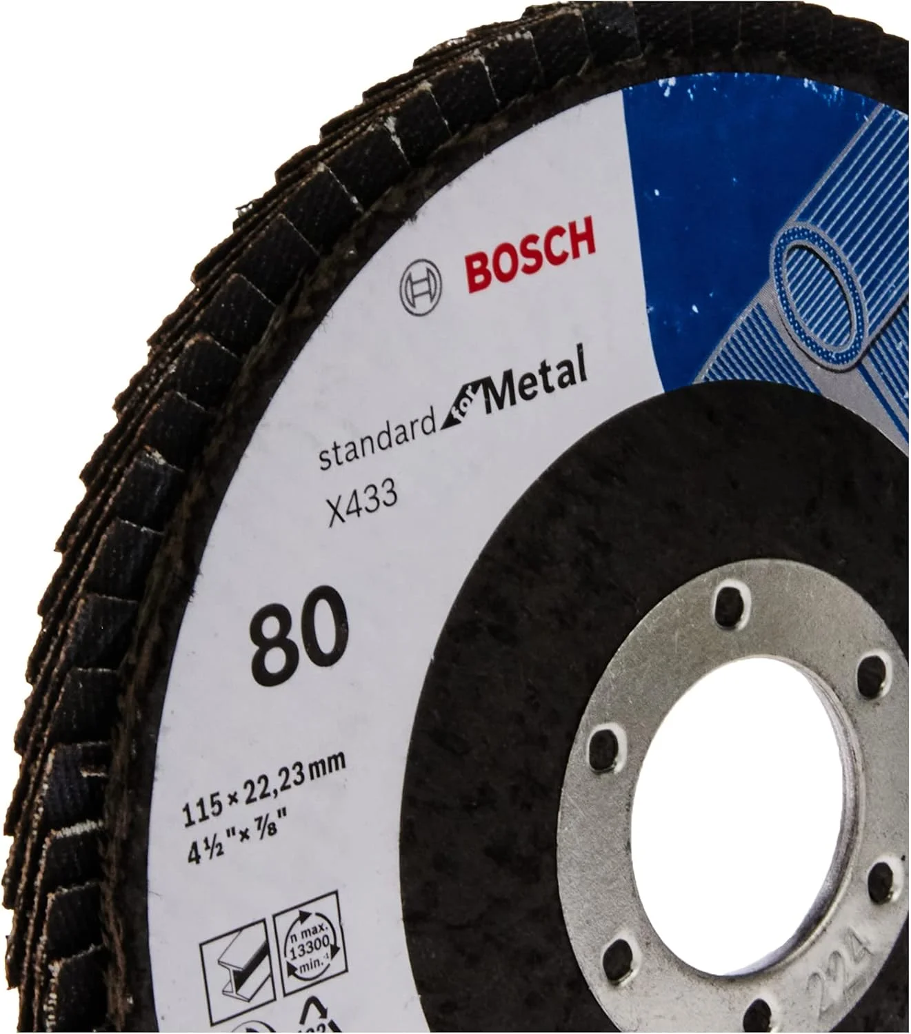 صفحه ساب فیبری بوش X433 با دانه بندی 80، قطر 115 میلی متر