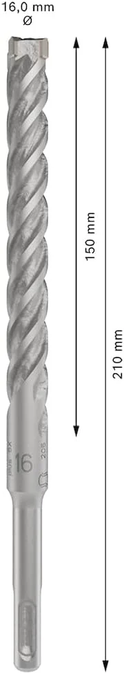 مته چهارشیار بوش SDS Plus-5، 16 در 150 در 210 میلی‌متر