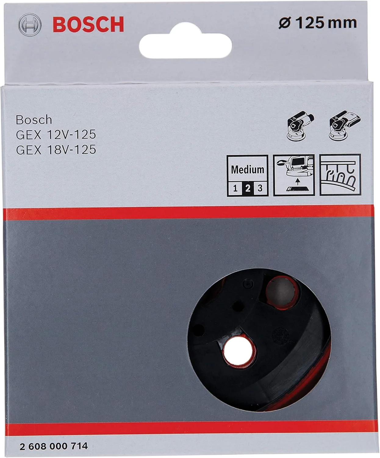 پد سنباده متوسط بوش پروفشنال (برای GEX 12V-125 و GEX 18V-125، قطر 125 میلی متر، لوازم جانبی برای سنباده لرزان گرد)